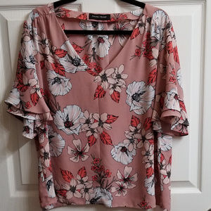 Ivanka Trump Floral Flared-Sleeve Top